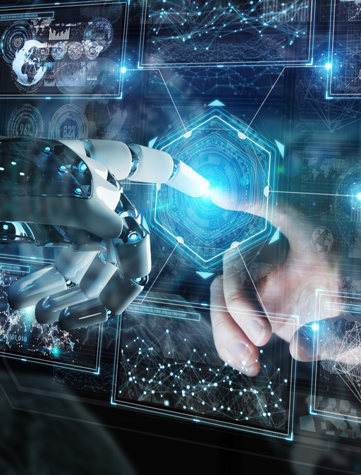 Robot and human hand touching